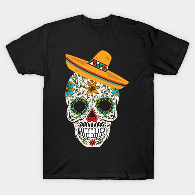 Mexican Sugar Skull Day of The Dead T-Shirt by GillTee